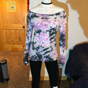 Off The Shoulder Tie Dye Long Sleeve